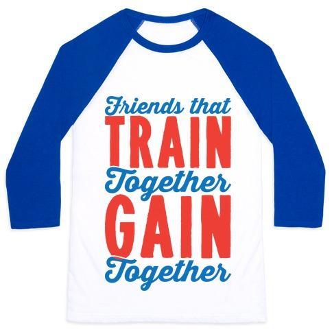 Virgin Teez  Baseball Tee Unisex Classic Baseball Tee / x-small / White/Blue FRIENDS THAT TRAIN TOGETHER GAIN TOGETHER UNISEX CLASSIC BASEBALL TEE