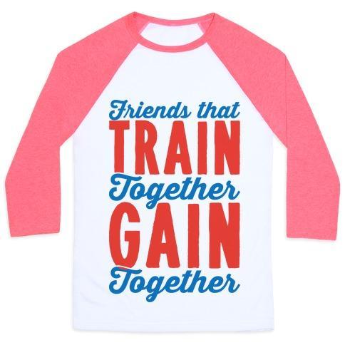 Virgin Teez  Baseball Tee Unisex Classic Baseball Tee / x-small / White/Neon Pink FRIENDS THAT TRAIN TOGETHER GAIN TOGETHER UNISEX CLASSIC BASEBALL TEE