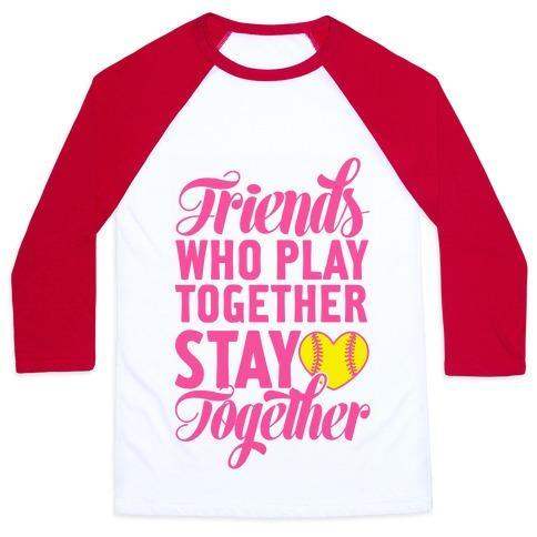 Virgin Teez  Baseball Tee Unisex Classic Baseball Tee / x-small / White/Red FRIENDS WHO PLAY TOGETHER UNISEX CLASSIC BASEBALL TEE
