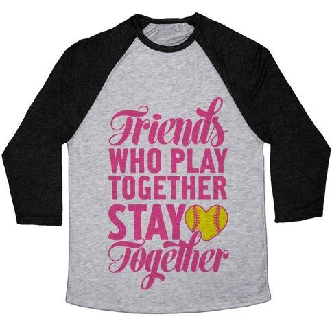 Virgin Teez  Baseball Tee Unisex Tri-Blend Baseball Tee / small / Athletic Gray / Black FRIENDS WHO PLAY TOGETHER UNISEX TRI-BLEND BASEBALL TEE