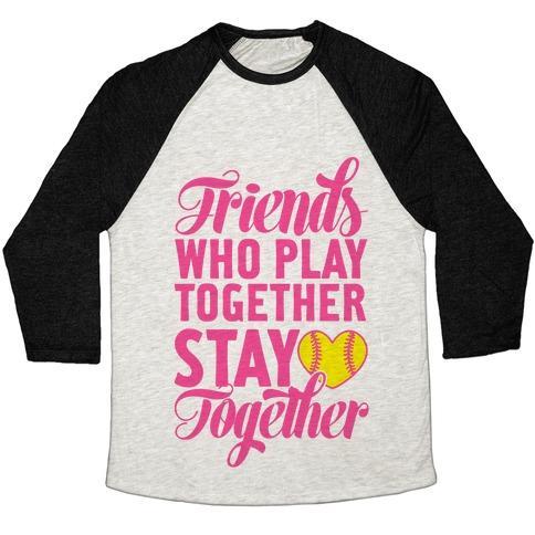 Virgin Teez  Baseball Tee Unisex Tri-Blend Baseball Tee / small / Oatmeal / Black FRIENDS WHO PLAY TOGETHER UNISEX TRI-BLEND BASEBALL TEE