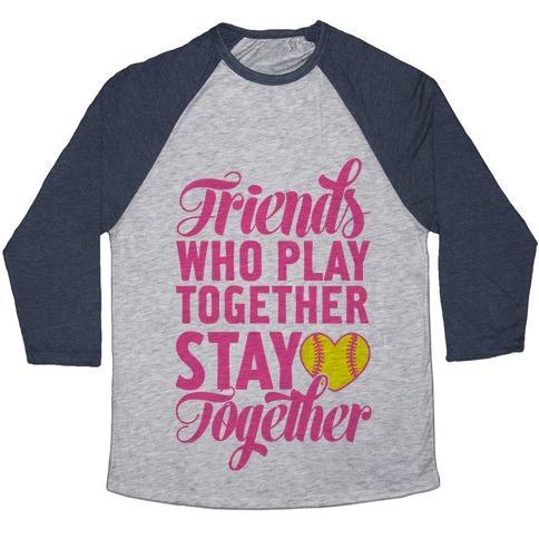 Virgin Teez  Baseball Tee Unisex Tri-Blend Baseball Tee / small / Athletic Gray / Navy FRIENDS WHO PLAY TOGETHER UNISEX TRI-BLEND BASEBALL TEE