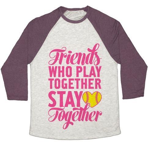 Virgin Teez  Baseball Tee Unisex Tri-Blend Baseball Tee / small / Oatmeal / Maroon FRIENDS WHO PLAY TOGETHER UNISEX TRI-BLEND BASEBALL TEE