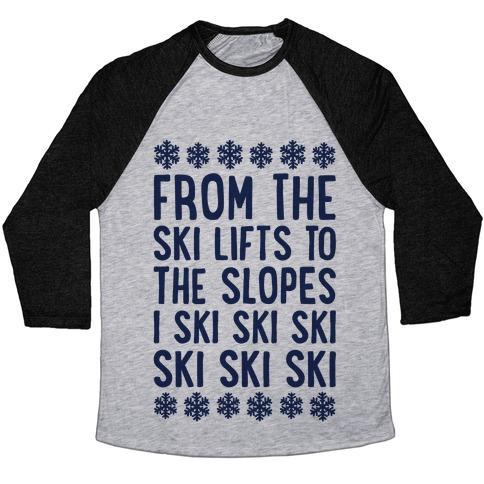 Virgin Teez  Baseball Tee Unisex Tri-Blend Baseball Tee / small / Athletic Gray / Black FROM THE SKI LIFTS TO THE SLOPES UNISEX TRI-BLEND BASEBALL TEE