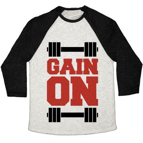 Virgin Teez  Baseball Tee Unisex Tri-Blend Baseball Tee / small / Oatmeal / Black GAIN ON UNISEX TRI-BLEND BASEBALL TEE