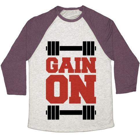 Virgin Teez  Baseball Tee Unisex Tri-Blend Baseball Tee / small / Oatmeal / Maroon GAIN ON UNISEX TRI-BLEND BASEBALL TEE