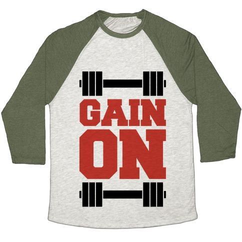 Virgin Teez  Baseball Tee Unisex Tri-Blend Baseball Tee / small / Oatmeal / Moss GAIN ON UNISEX TRI-BLEND BASEBALL TEE
