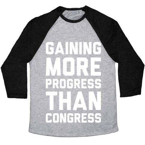 Virgin Teez  Baseball Tee Unisex Tri-Blend Baseball Tee / small / Athletic Gray / Black GAINING MORE PROGRESS THAN CONGRESS UNISEX TRI-BLEND BASEBALL TEE