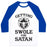 Virgin Teez  Baseball Tee Unisex Classic Baseball Tee / x-small / White/Blue GAINING SWOLES FOR SATAN UNISEX CLASSIC BASEBALL TEE