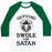 Virgin Teez  Baseball Tee Unisex Classic Baseball Tee / x-small / White/Dark Green GAINING SWOLES FOR SATAN UNISEX CLASSIC BASEBALL TEE