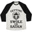 Virgin Teez  Baseball Tee Unisex Tri-Blend Baseball Tee / small / Oatmeal / Black GAINING SWOLES FOR SATAN UNISEX TRI-BLEND BASEBALL TEE