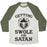 Virgin Teez  Baseball Tee Unisex Tri-Blend Baseball Tee / small / Oatmeal / Moss GAINING SWOLES FOR SATAN UNISEX TRI-BLEND BASEBALL TEE