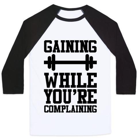 Virgin Teez  Baseball Tee Unisex Classic Baseball Tee / x-small / White/Black GAINING WHILE YOU'RE COMPLAINING UNISEX CLASSIC BASEBALL TEE