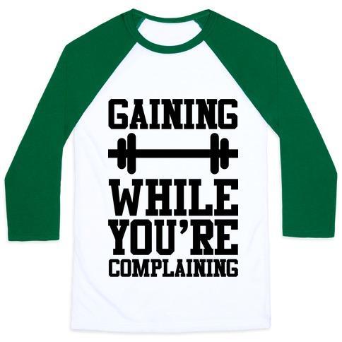 Virgin Teez  Baseball Tee Unisex Classic Baseball Tee / x-small / White/Dark Green GAINING WHILE YOU'RE COMPLAINING UNISEX CLASSIC BASEBALL TEE