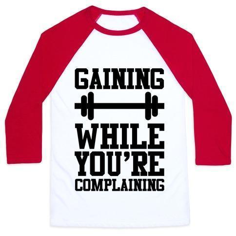 Virgin Teez  Baseball Tee Unisex Classic Baseball Tee / x-small / White/Red GAINING WHILE YOU'RE COMPLAINING UNISEX CLASSIC BASEBALL TEE