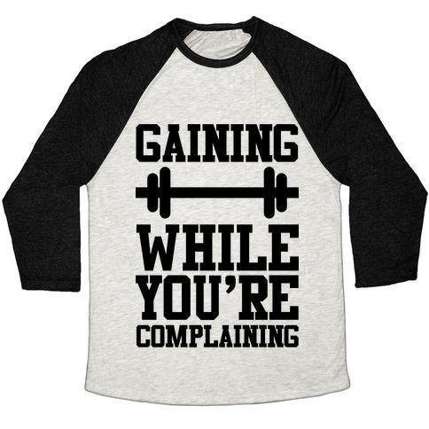 Virgin Teez  Baseball Tee Unisex Tri-Blend Baseball Tee / small / Oatmeal / Black GAINING WHILE YOU'RE COMPLAINING UNISEX TRI-BLEND BASEBALL TEE
