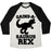 Virgin Teez  Baseball Tee Unisex Tri-Blend Baseball Tee / small / Oatmeal / Black GAINS-A-SAURUS REX PARODY UNISEX TRI-BLEND BASEBALL TEE