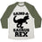 Virgin Teez  Baseball Tee Unisex Tri-Blend Baseball Tee / small / Oatmeal / Moss GAINS-A-SAURUS REX PARODY UNISEX TRI-BLEND BASEBALL TEE