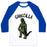 Virgin Teez  Baseball Tee Unisex Classic Baseball Tee / x-small / White/Blue GAINZILLA LIFTING PARODY UNISEX CLASSIC BASEBALL TEE
