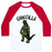 Virgin Teez  Baseball Tee Unisex Classic Baseball Tee / x-small / White/Red GAINZILLA LIFTING PARODY UNISEX CLASSIC BASEBALL TEE