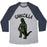Virgin Teez  Baseball Tee Unisex Tri-Blend Baseball Tee / small / Athletic Gray / Navy GAINZILLA LIFTING PARODY UNISEX TRI-BLEND BASEBALL TEE
