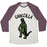 Virgin Teez  Baseball Tee Unisex Tri-Blend Baseball Tee / small / Oatmeal / Maroon GAINZILLA LIFTING PARODY UNISEX TRI-BLEND BASEBALL TEE