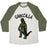 Virgin Teez  Baseball Tee Unisex Tri-Blend Baseball Tee / small / Oatmeal / Moss GAINZILLA LIFTING PARODY UNISEX TRI-BLEND BASEBALL TEE