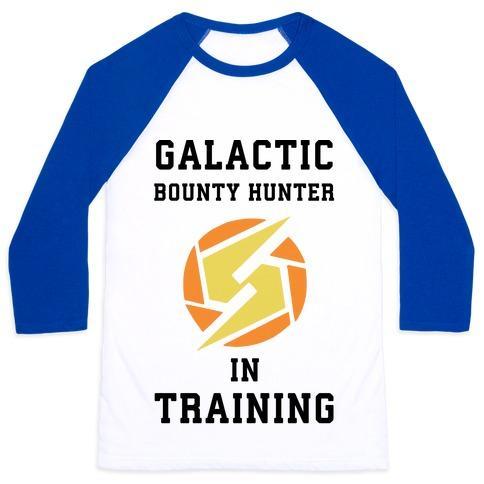 Virgin Teez  Baseball Tee Unisex Classic Baseball Tee / x-small / White/Blue GALATIC BOUNTY HUNTER IN TRAINING UNISEX CLASSIC BASEBALL TEE