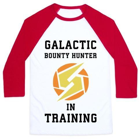 Virgin Teez  Baseball Tee Unisex Classic Baseball Tee / x-small / White/Red GALATIC BOUNTY HUNTER IN TRAINING UNISEX CLASSIC BASEBALL TEE