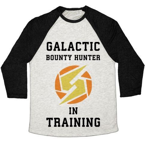 Virgin Teez  Baseball Tee Unisex Tri-Blend Baseball Tee / small / Oatmeal / Black GALATIC BOUNTY HUNTER IN TRAINING UNISEX TRI-BLEND BASEBALL TEE