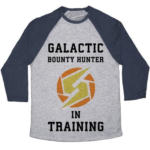 Virgin Teez  Baseball Tee Unisex Tri-Blend Baseball Tee / small / Athletic Gray / Navy GALATIC BOUNTY HUNTER IN TRAINING UNISEX TRI-BLEND BASEBALL TEE