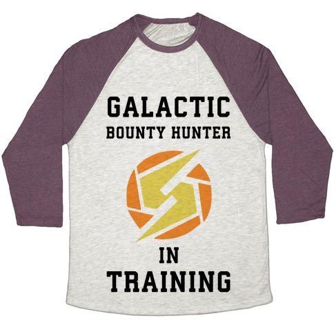 Virgin Teez  Baseball Tee Unisex Tri-Blend Baseball Tee / small / Oatmeal / Maroon GALATIC BOUNTY HUNTER IN TRAINING UNISEX TRI-BLEND BASEBALL TEE