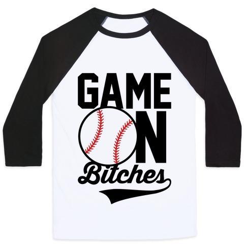 Virgin Teez  Baseball Tee Unisex Classic Baseball Tee / x-small / White/Black GAME ON BITCHES BASEBALL UNISEX CLASSIC BASEBALL TEE