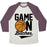 Virgin Teez  Baseball Tee Unisex Tri-Blend Baseball Tee / small / Oatmeal / Maroon GAME ON BITCHES BASKETBALL UNISEX TRI-BLEND BASEBALL TEE