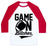 Virgin Teez  Baseball Tee Unisex Classic Baseball Tee / x-small / White/Red GAME ON BITCHES FOOTBALL UNISEX CLASSIC BASEBALL TEE