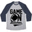 Virgin Teez  Baseball Tee Unisex Tri-Blend Baseball Tee / small / Athletic Gray / Navy GAME ON BITCHES FOOTBALL UNISEX TRI-BLEND BASEBALL TEE