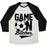 Virgin Teez  Baseball Tee Unisex Tri-Blend Baseball Tee / small / Oatmeal / Black GAME ON BITCHES SOCCER UNISEX TRI-BLEND BASEBALL TEE