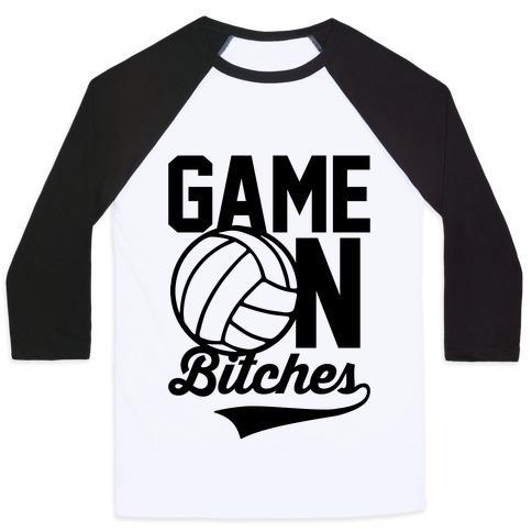 Virgin Teez  Baseball Tee Unisex Classic Baseball Tee / x-small / White/Black GAME ON BITCHES VOLLEYBALL UNISEX CLASSIC BASEBALL TEE