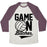 Virgin Teez  Baseball Tee Unisex Tri-Blend Baseball Tee / small / Oatmeal / Maroon GAME ON BITCHES VOLLEYBALL UNISEX TRI-BLEND BASEBALL TEE