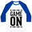 Virgin Teez  Baseball Tee Unisex Classic Baseball Tee / x-small / White/Blue GAME ON UNISEX CLASSIC BASEBALL TEE