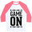 Virgin Teez  Baseball Tee Unisex Classic Baseball Tee / x-small / White/Neon Pink GAME ON UNISEX CLASSIC BASEBALL TEE