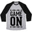 Virgin Teez  Baseball Tee Unisex Tri-Blend Baseball Tee / small / Athletic Gray / Black GAME ON UNISEX TRI-BLEND BASEBALL TEE