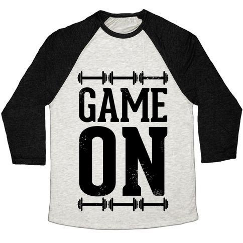 Virgin Teez  Baseball Tee Unisex Tri-Blend Baseball Tee / small / Oatmeal / Black GAME ON UNISEX TRI-BLEND BASEBALL TEE