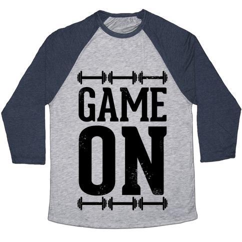 Virgin Teez  Baseball Tee Unisex Tri-Blend Baseball Tee / small / Athletic Gray / Navy GAME ON UNISEX TRI-BLEND BASEBALL TEE