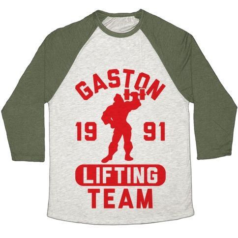 Virgin Teez  Baseball Tee Unisex Tri-Blend Baseball Tee / small / Oatmeal / Moss GASTON LIFTING TEAM UNISEX TRI-BLEND BASEBALL TEE