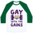 Virgin Teez  Baseball Tee Unisex Classic Baseball Tee / x-small / White/Dark Green GAY WITH THE GAINS UNISEX CLASSIC BASEBALL TEE