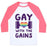Virgin Teez  Baseball Tee Unisex Classic Baseball Tee / x-small / White/Neon Pink GAY WITH THE GAINS UNISEX CLASSIC BASEBALL TEE