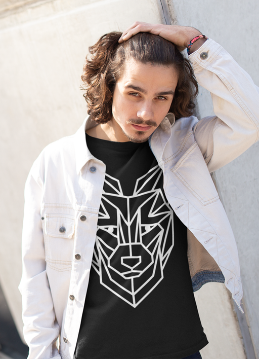 Virgin Teez T-SHIRT SMALL Geometric Wolf  T-shirt