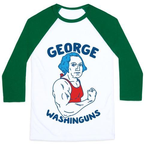Virgin Teez  Baseball Tee Unisex Classic Baseball Tee / x-small / White/Dark Green GEORGE WASHINGUNS UNISEX CLASSIC BASEBALL TEE