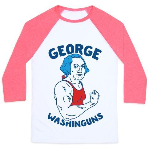 Virgin Teez  Baseball Tee Unisex Classic Baseball Tee / x-small / White/Neon Pink GEORGE WASHINGUNS UNISEX CLASSIC BASEBALL TEE